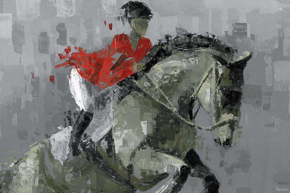 "Equestrian Trick Riding" Painting Print on Wrapped Canvas, 60"x40"