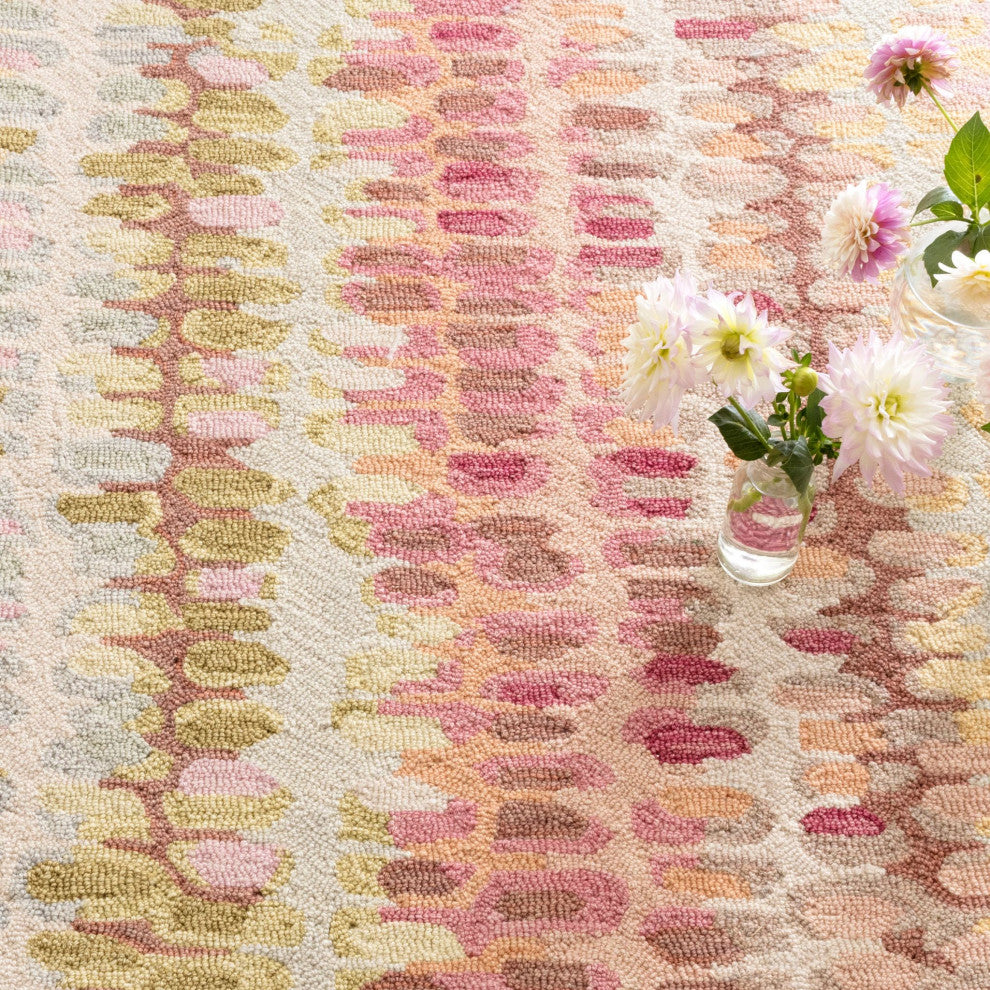 Dash & Albert Paint Chip Pastel Hand Hooked Wool Rug, Pink, Runner-2'6" x 8'