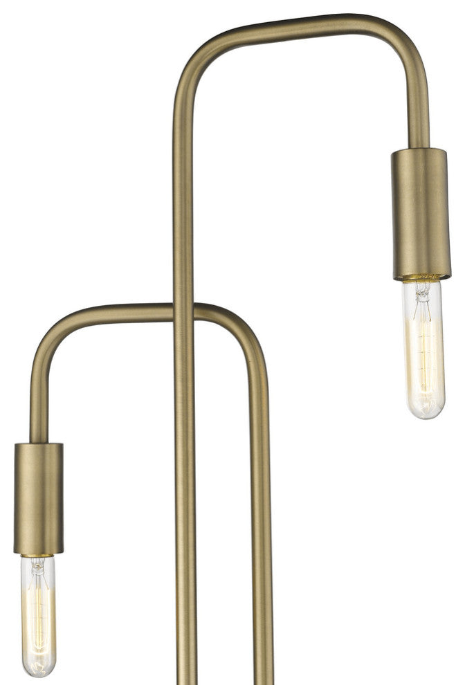 63" Brass Two Light Torchiere Floor Lamp