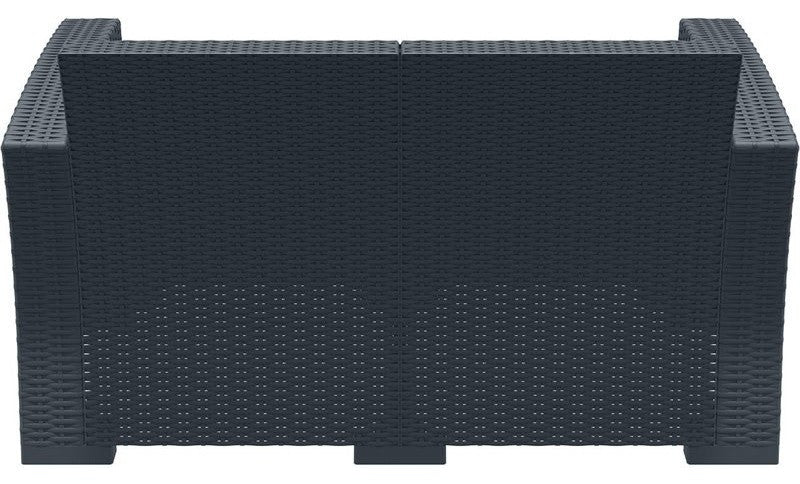 Monaco Resin Patio Loveseat Dark Gray with Sunbrella Natural Cushion