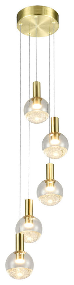 Sienna 5-Light ETL Certified Integrated LED Chandelier Lighting Fixture, Brass