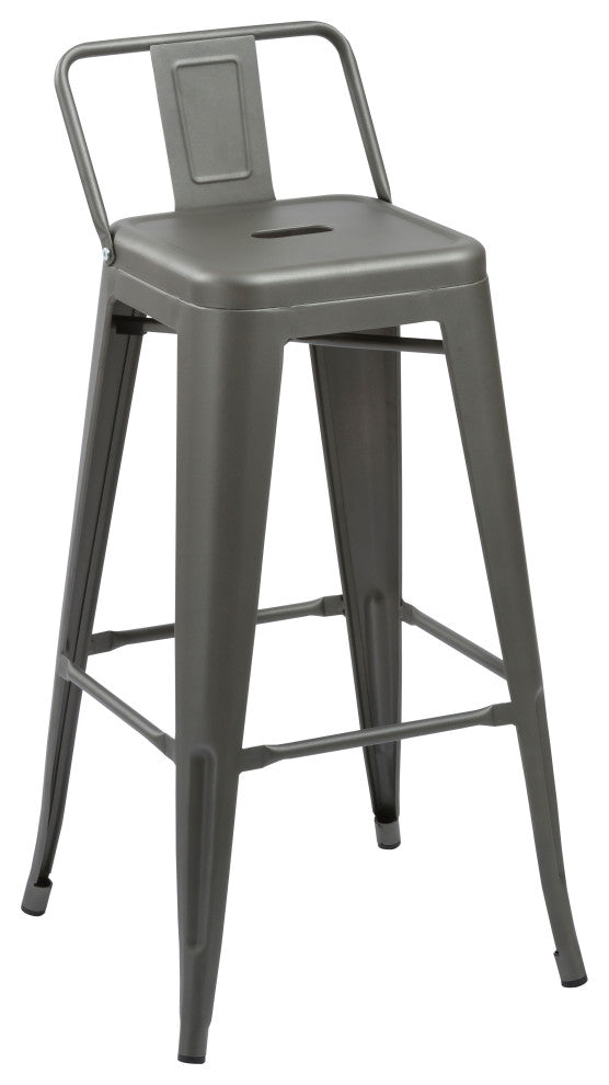 Metal Bar Stool with Backrest 26" height, Set of 4, Gunmetal