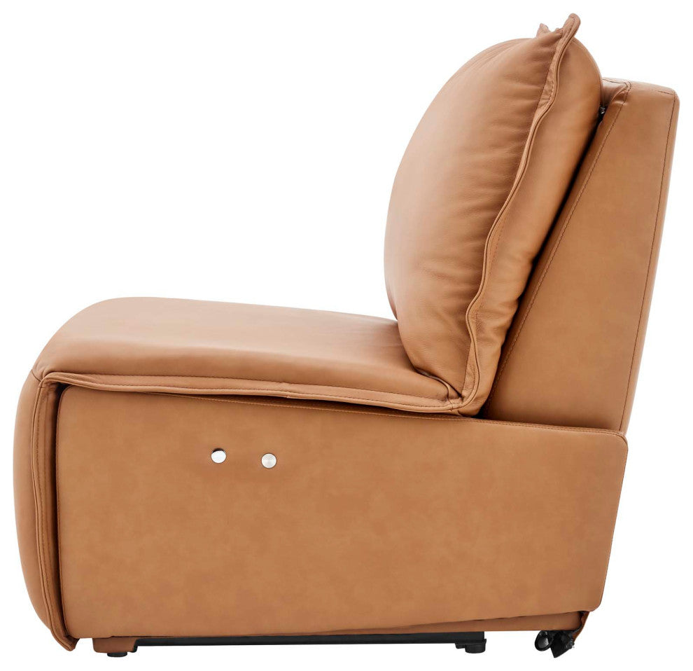 Accent Recliner Chair, Leather, Tan, Modern, Living Lounge Hotel Hospitality