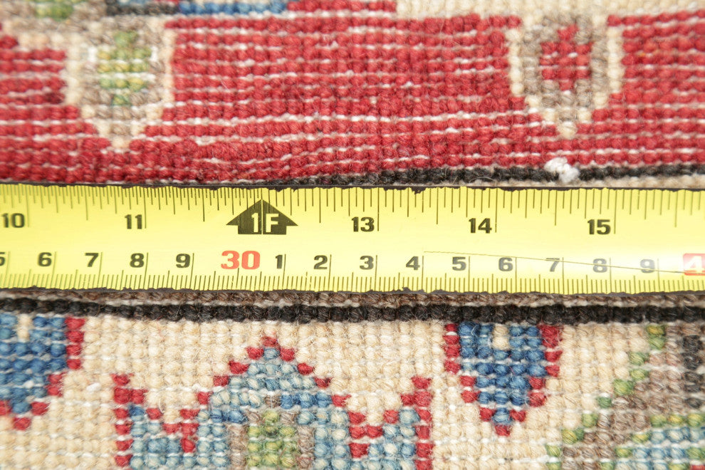 Kazak Oriental Traditional Hand Made Pakistani Area Rug, Red, 4'11"x3'4