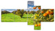 Bright Green Grass in Orange Garden, Landscape Canvas Print, 60"x32", 5 panels