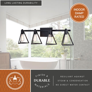 Ravenna 4 Light Matte Black Bathroom Vanity Fixture Metal Cage Shade