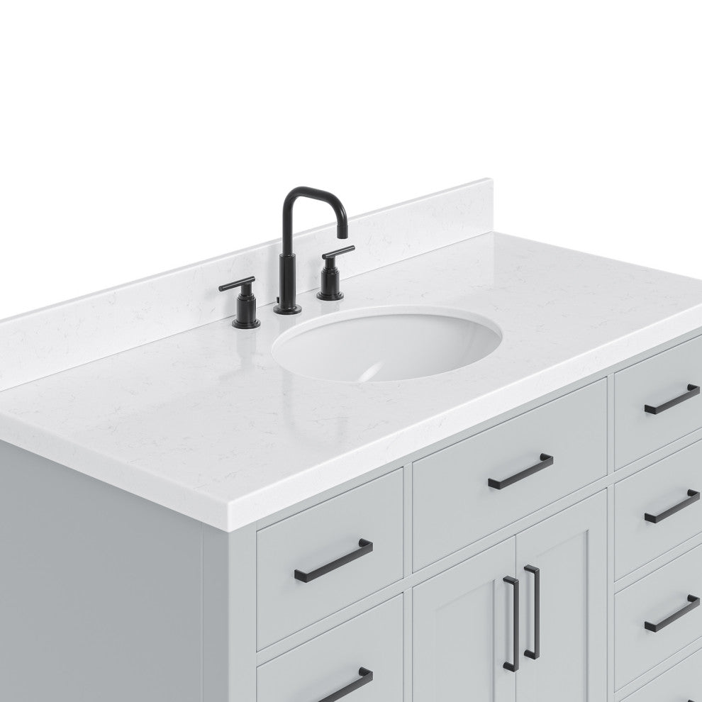 Ariel Hepburn 48"  Single Oval Sink Vanity, Carrara Quartz