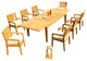 9-Piece Outdoor Teak Dining Set: 122" Ext Rectangle Table, 8 Maldives Arm Chairs