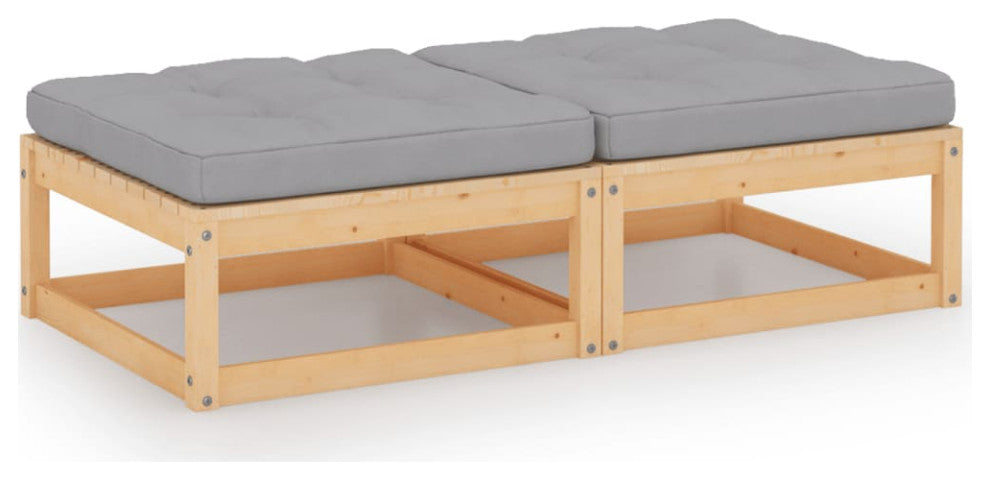 vidaXL Patio Footstools With Cushions 2 pcs Solid Pinewood