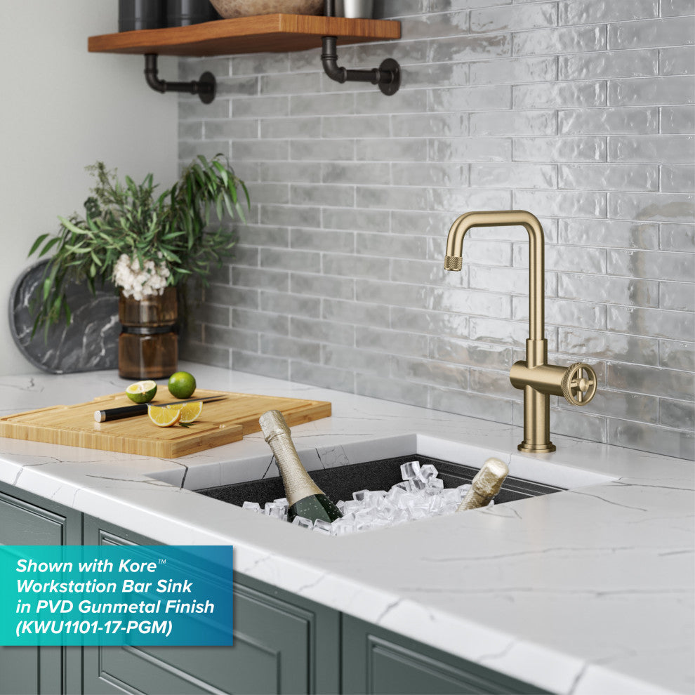 Urbix Bridge Kitchen Faucet, Brushed Gold, Kpf-3127bg