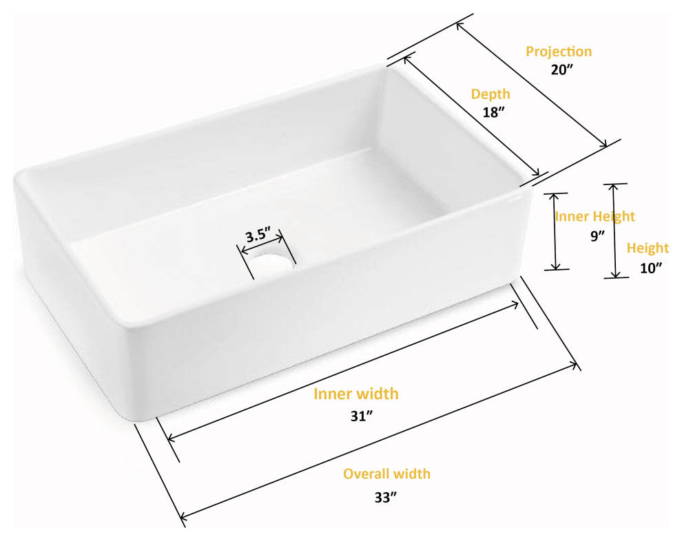 Charleston 33" Fireclay Farmhouse Kitchen Sink