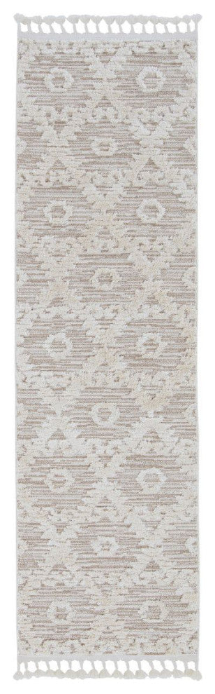 KAS Willow 1103 Ivory Beige Boho Area Rug, Runner