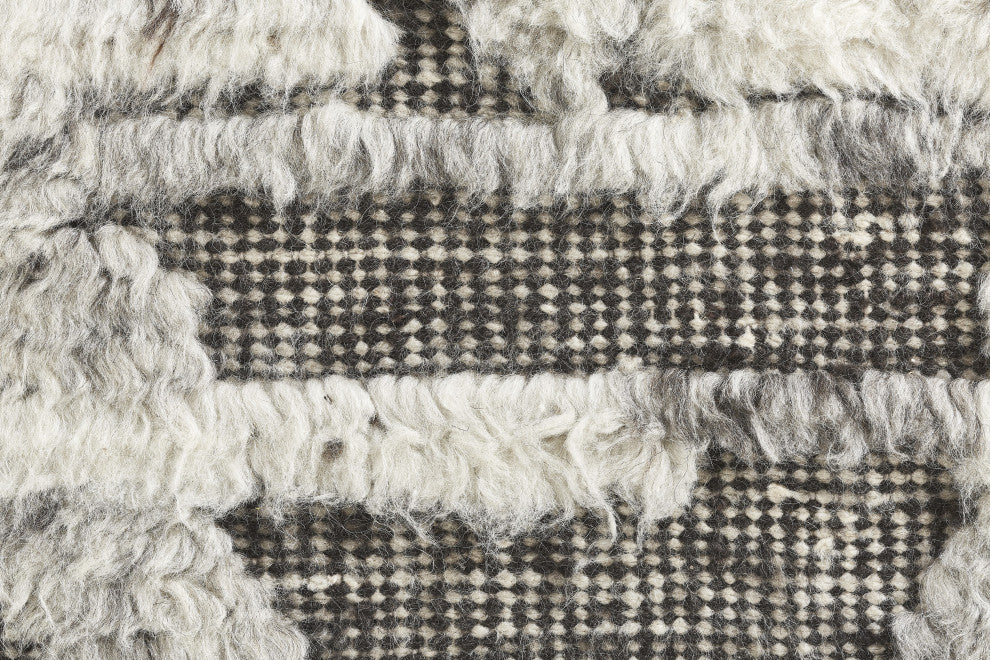 Ivory Contemporary Geometric Transitional High-Low Area Rug