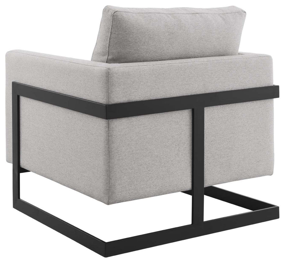 Accent Chair, Fabric, Metal, Black Brown Oatmeal, Modern, Lounge Hospitality