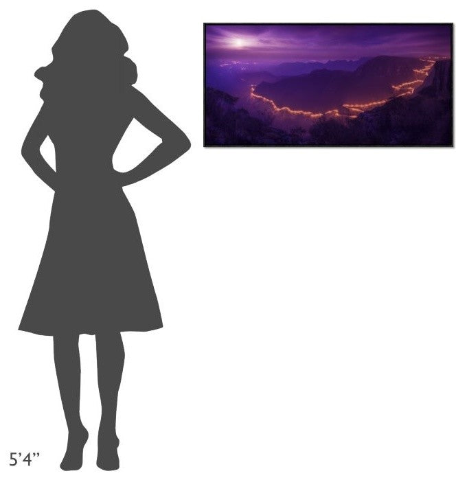 "Lights Of The Night" Framed Canvas Giclee by Raphael Sombrio, 37x19"