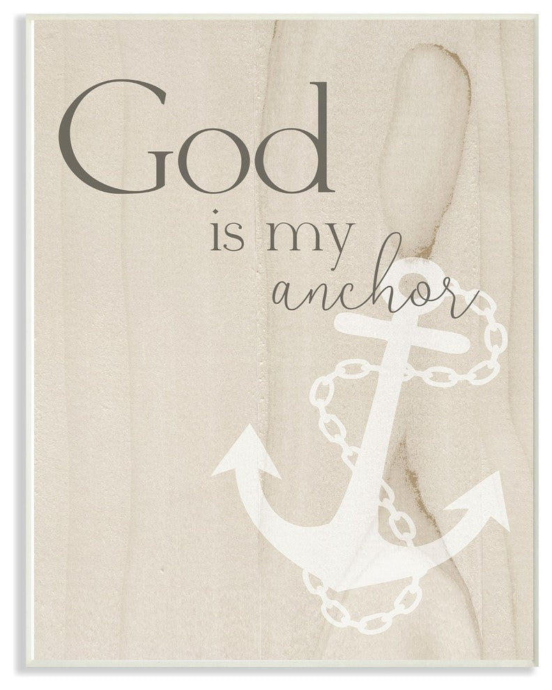 God Is My Anchor Wood Texture Oversized Wall Plaque Art, 13"x19"