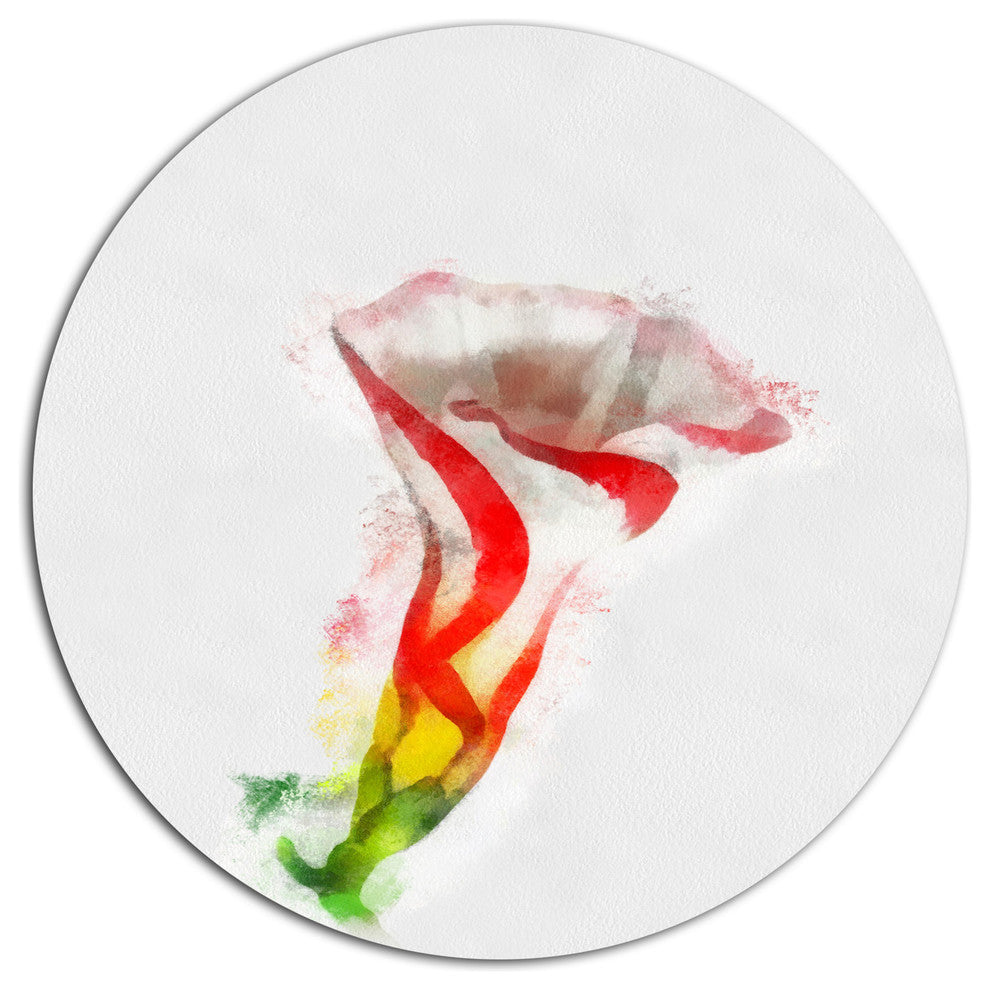 Colorful Bell Flower Sketch Watercolor, Floral Disc Metal Artwork, 11"