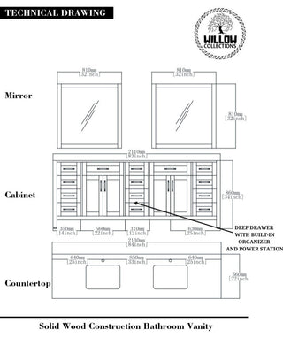 Cambridge 84 Double Sink Bath Vanity in Hale Navy Blue 2" Carrara Marble