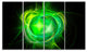 Green Fractal Explosion Supernova, Abstract Canvas Art Print, 48"x28", 4 Panels