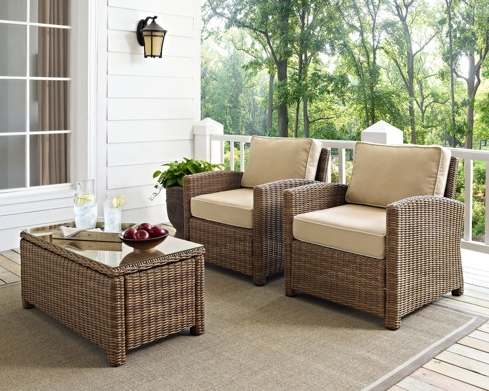 Bradenton 2-Piece Outdoor Wicker Seating Set With Sand Cushions