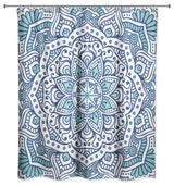 Blue Teal Mandala Pattern Shower Curtain