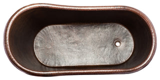 67" Hammered Copper Single Slipper Bathtub & Drain Package