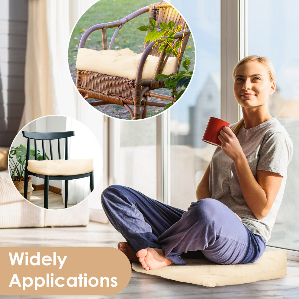 Costway 2PCS 21'' x 21'' Patio Chair Seat Cushion Pads Indoor/Outdoor Beige