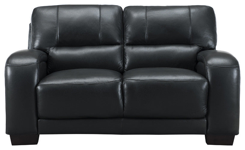 Brigitte Leather Craft Loveseat, Black
