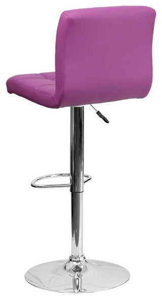 Estella Mid-Back Purple Quilted Vinyl Swivel Adjustable Barstool