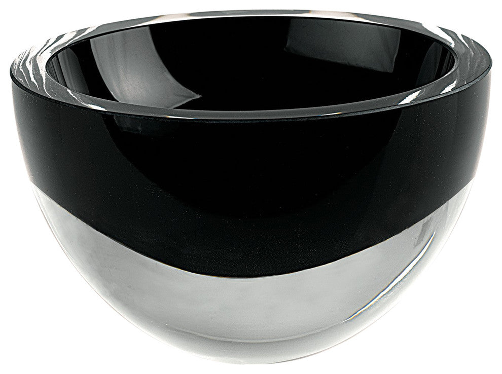 Jet Black Penelope Mouth Blown European Lead Free Crystal Bowl, 6"