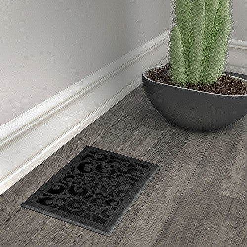Wonderland Floor Register, Black Iron, 6x10