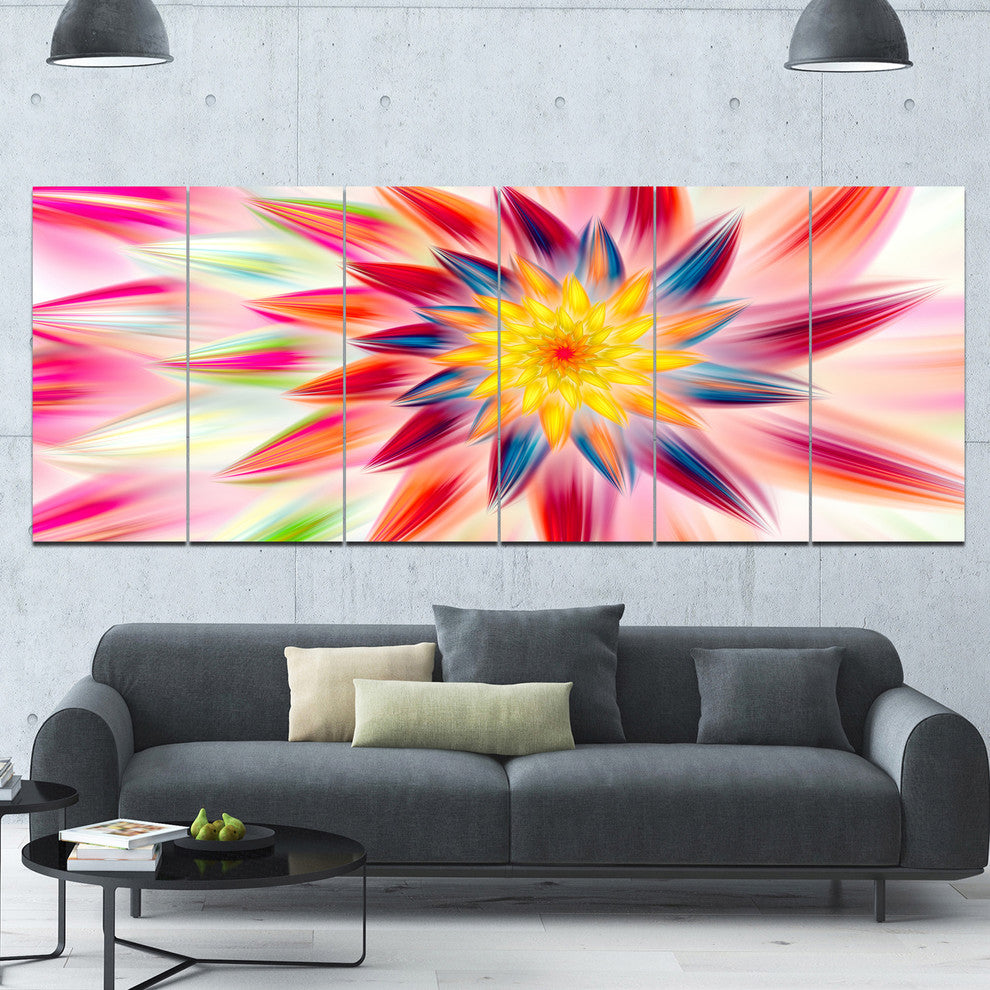 Pink Dancing Flower Petals, Floral Canvas Art Print, 70"x28", 6 Panels