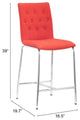 Counter Stool Chair, Set of 2, Steel Metal, Fabric, Orange, Chrome, Cafe Bistro