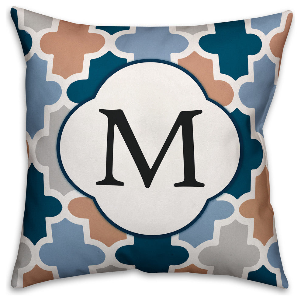 M Quatrefoil Monogram Spun Poly Pillow, 18x18
