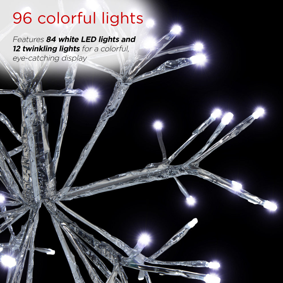16"H Indoor Holiday 3D Snowflake Hanging Ornament with LED Lights, White