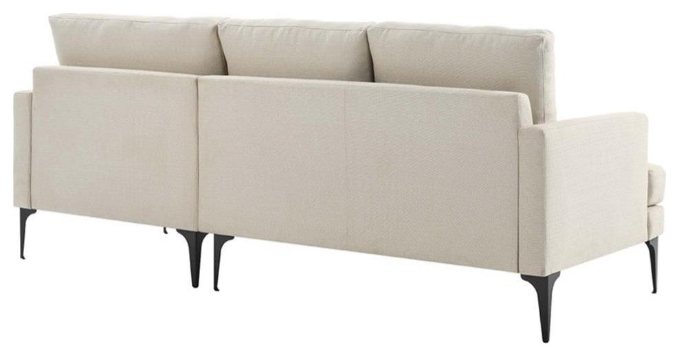 Modway Evermore Right-Facing Metal and Upholstered Fabric Sectional Sofa - Beige
