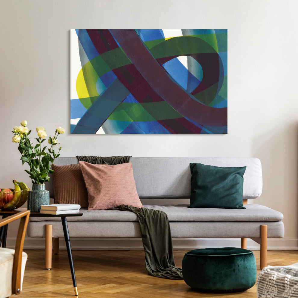 "Pigment Play I" Frameless Free Floating Tempered Glass Panel Graphic Wall Art