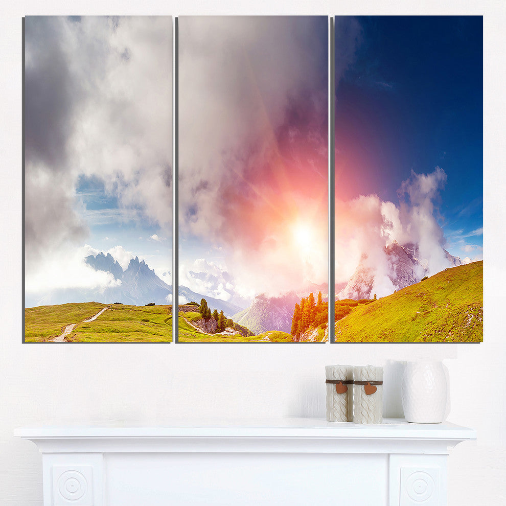 "Cadini di Misurina Range at Sunset" Metal Wall Art, 3 Panels, 36"x28"