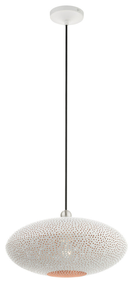 Livex Lighting Dublin 1 Light White With Brushed Nickel Accents Pendant