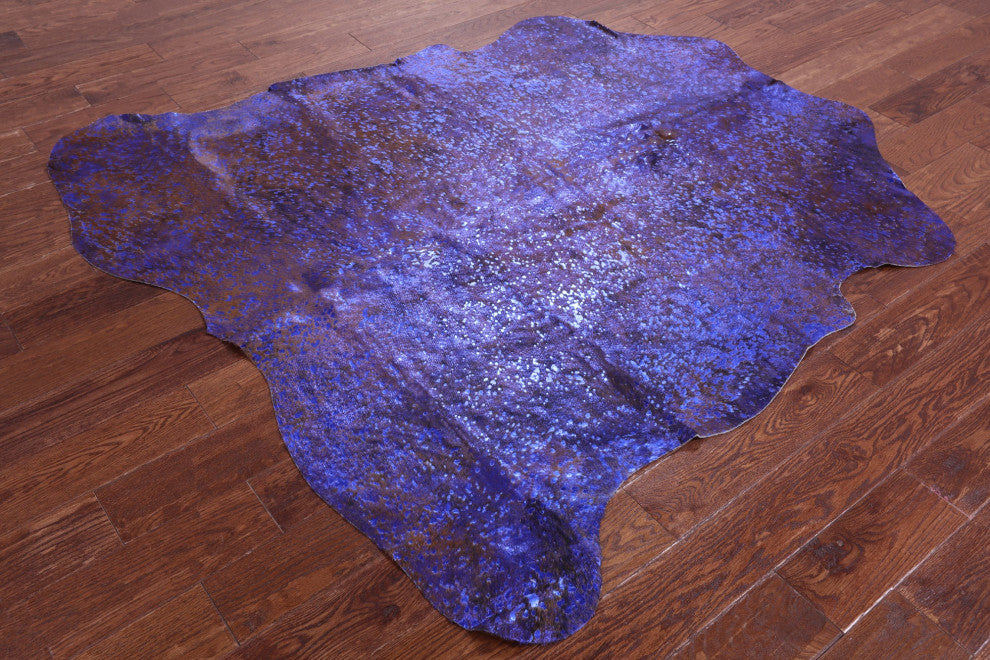 Blue Metallic Cowhide Rug 6' 1" X 5' 8" C2098