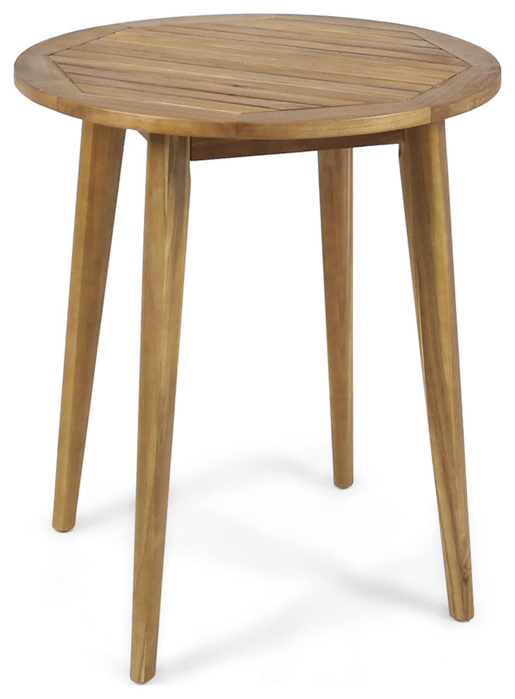 GDF Studio 3-Piece Land Outdoor Bistro Set, Teak/Multi Brown/Beige