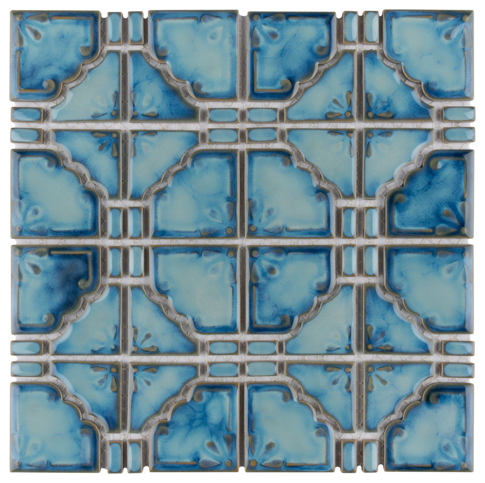 Hudson Moonbeam Porcelain Mosaic Floor and Wall Tile, Marine