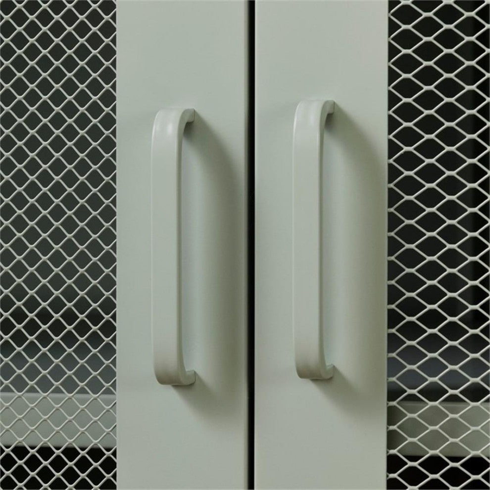 Crea Metal Mesh 2-Door Accent Cabinet-Sage Green-South Shore