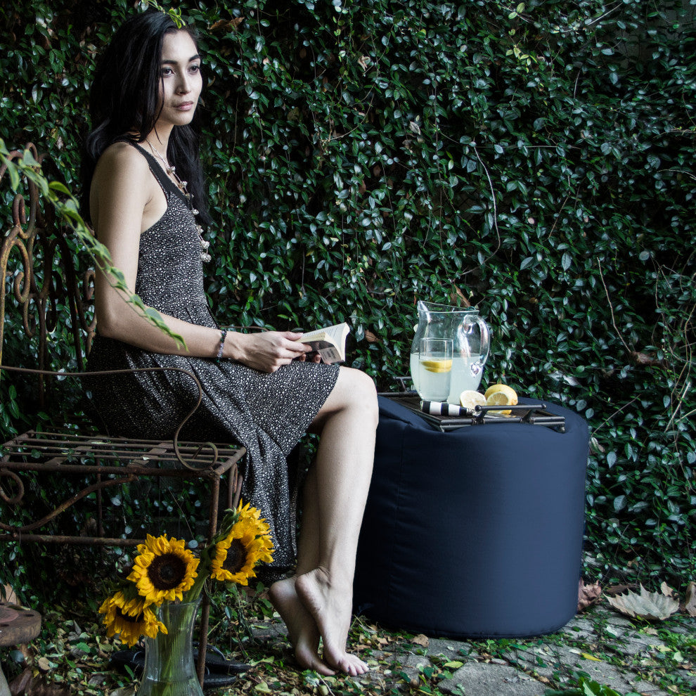 Spring Outdoor Patio Bean Bag Pouf, Navy