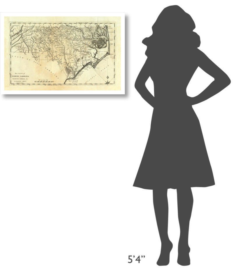 "State of North Carolina, 1795" Digital Paper Print by Mathew Carey, 32"x21"