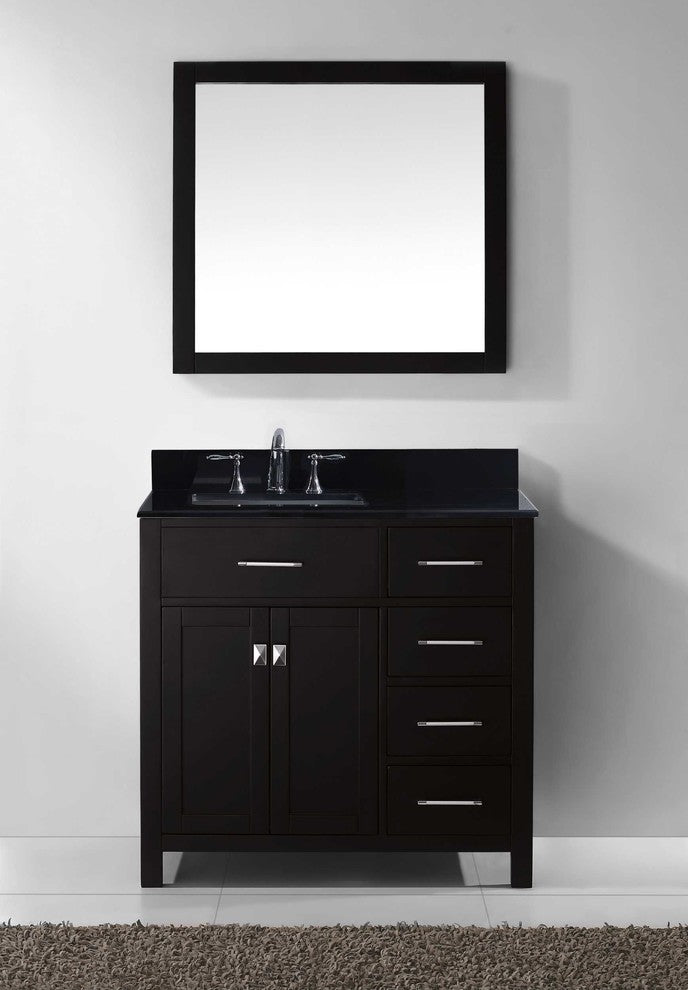 Caroline Parkway 36" Single Bathroom Vanity, Espresso, Square Sink, No Faucet