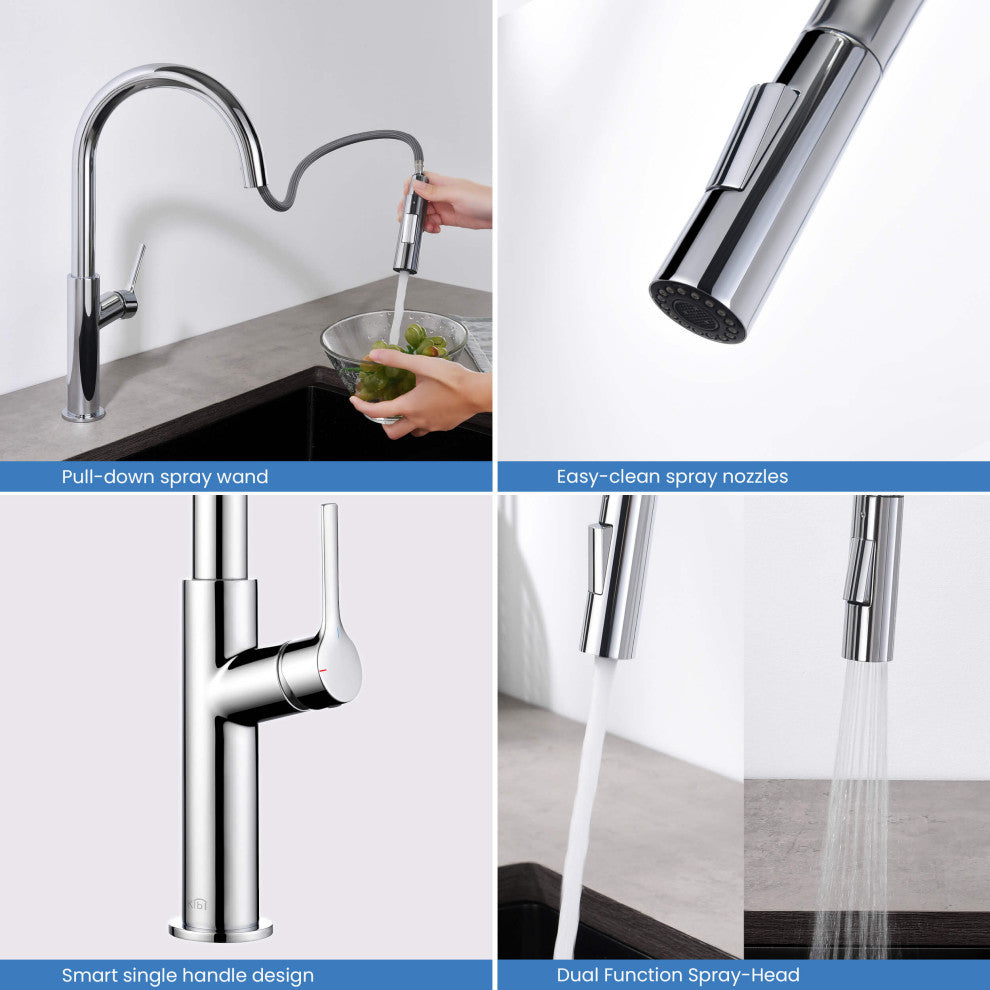 Fusion-T Single Handle Pull Down Sink Faucet With Soap Dispenser, Chrome