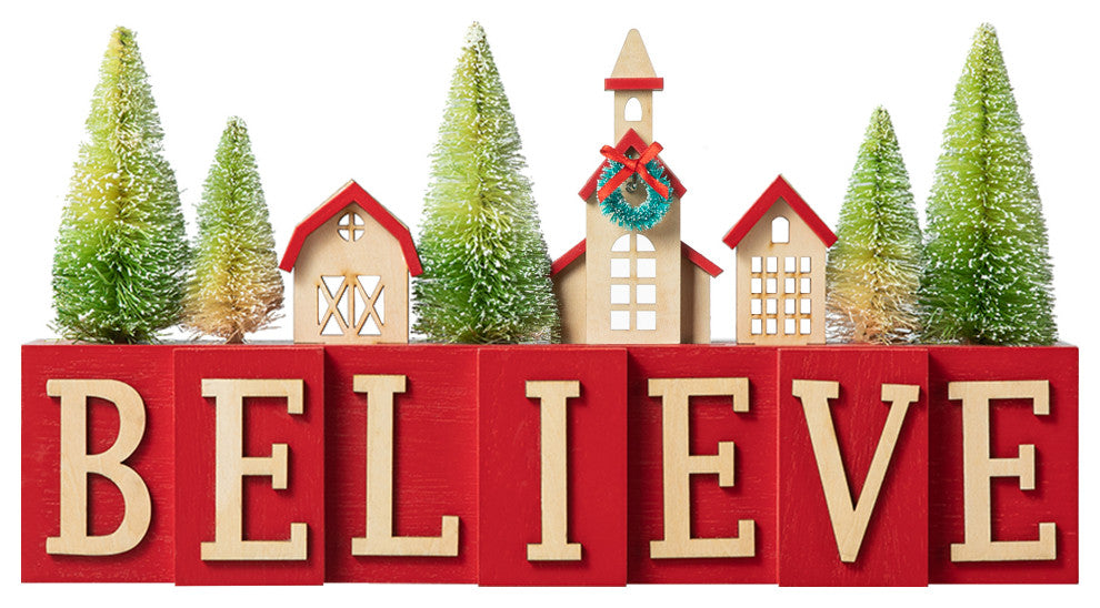 14"L Christmas Wooden Table Decor
