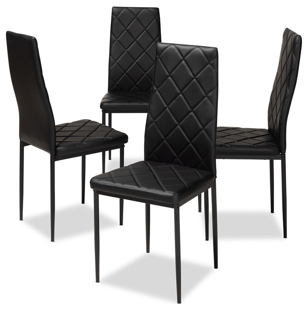 Blaise Faux Leather Upholstered Dining Chair, Set of 4, Black, Black