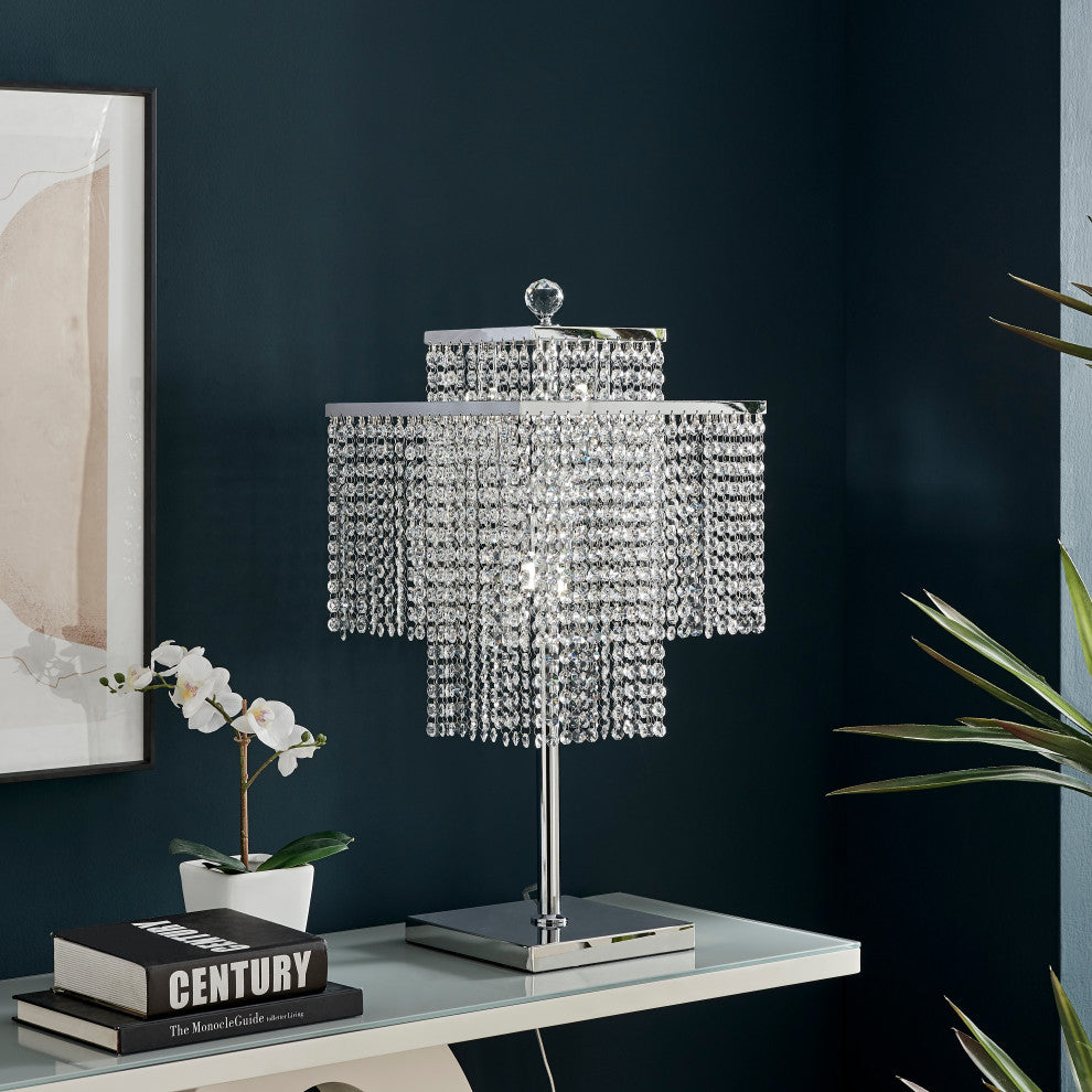 Square Crystal Double Crown Integrated LED Table Lamp